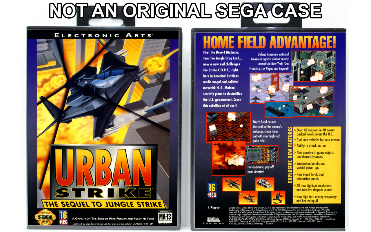 Gaming Relics - Sega Genesis - Urban Strike (Requires YOU to Modify the  Case)