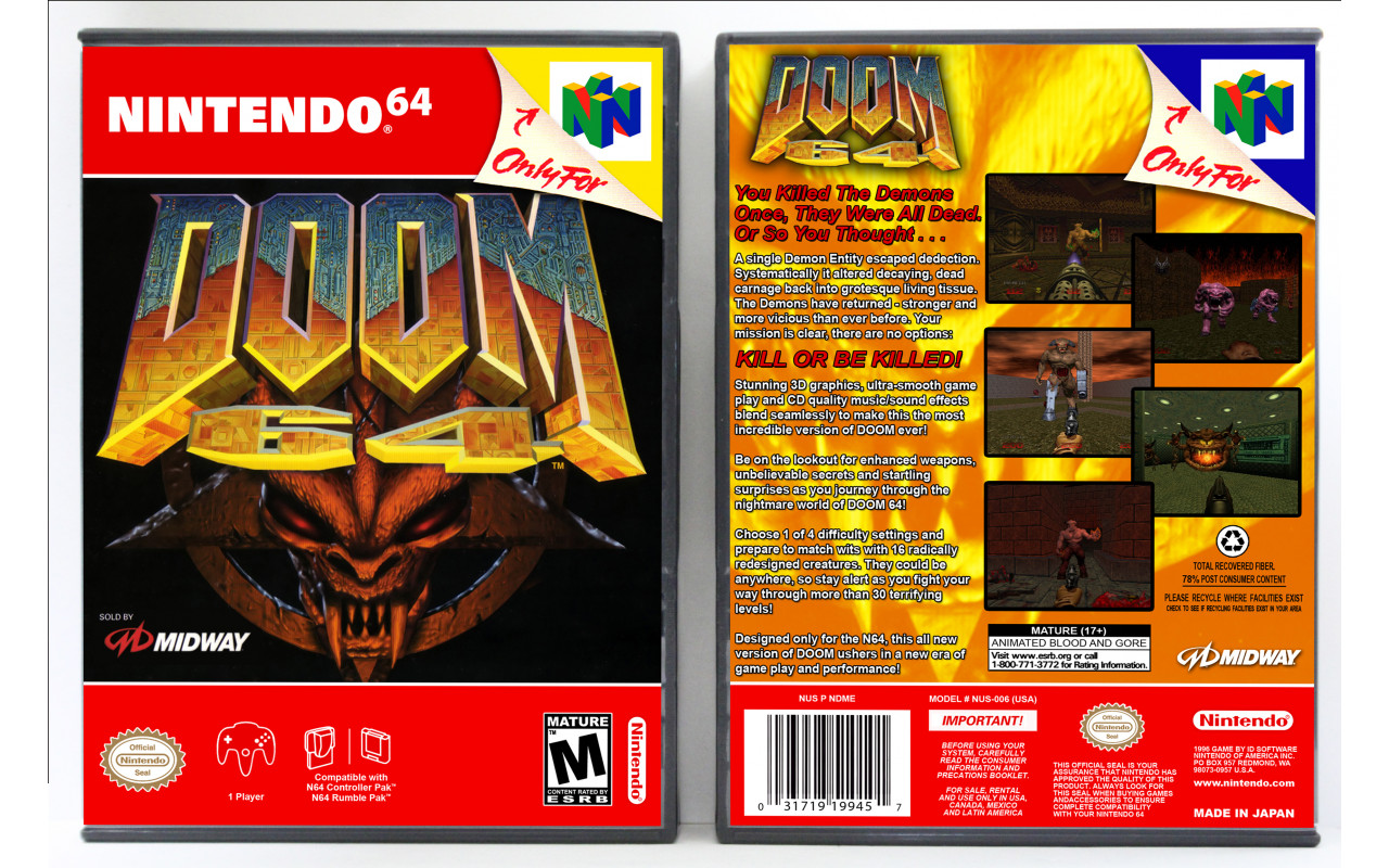 Gaming Relics - Nintendo 64 - Vertical Style - Doom 64