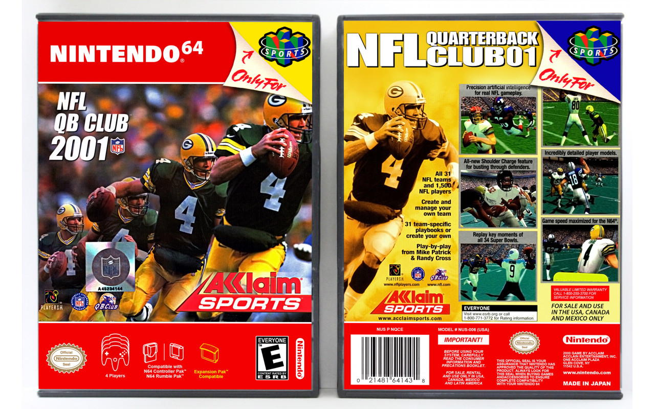 Gaming Relics - Nintendo 64 - Vertical Style - NFL Quarterback Club 2001