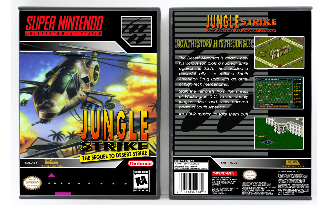 Gaming Relics - Super Nintendo - Vertical Style - Jungle Strike: The Sequel  to Desert Strike