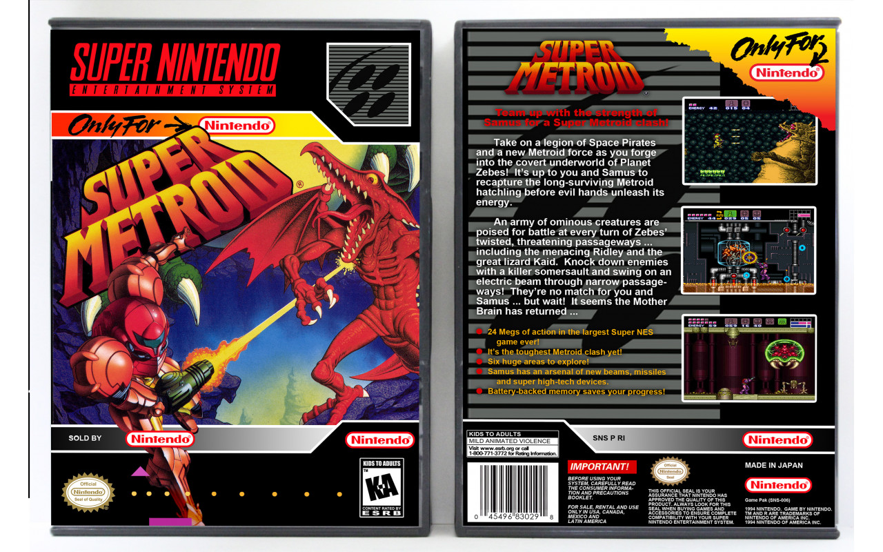 Gaming Relics - Super Nintendo - Vertical Style - Super Metroid