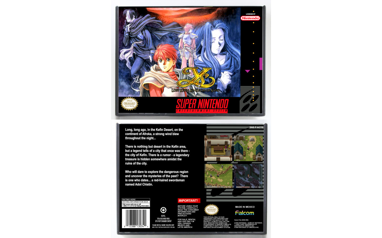 Gaming Relics - Super Nintendo - Retail Style - Ys V: Lost Kefin ...